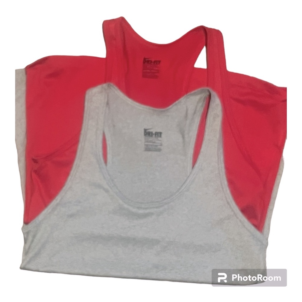 Nike Dri Fit Tank Tops Lot Of Two Womens Size Small One Red One Gray Racerback